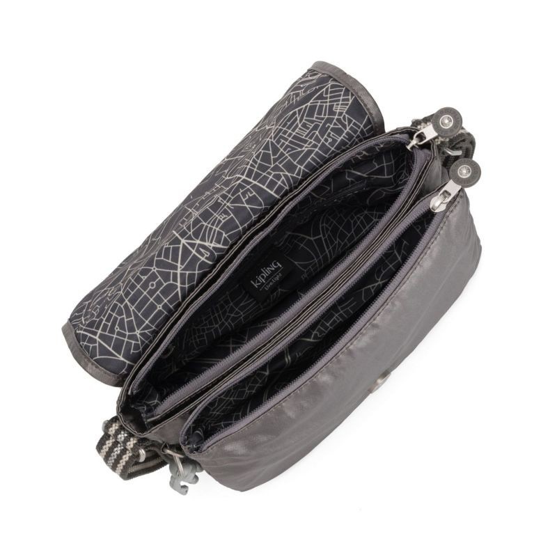 Schoudertas Kipling Nitany Carbon Metallic
