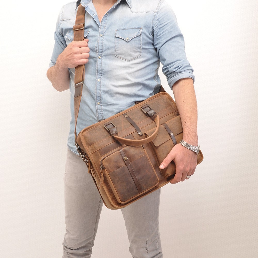 Barbarossa Ruvido 826-131 Double Section Businessbag Coffee