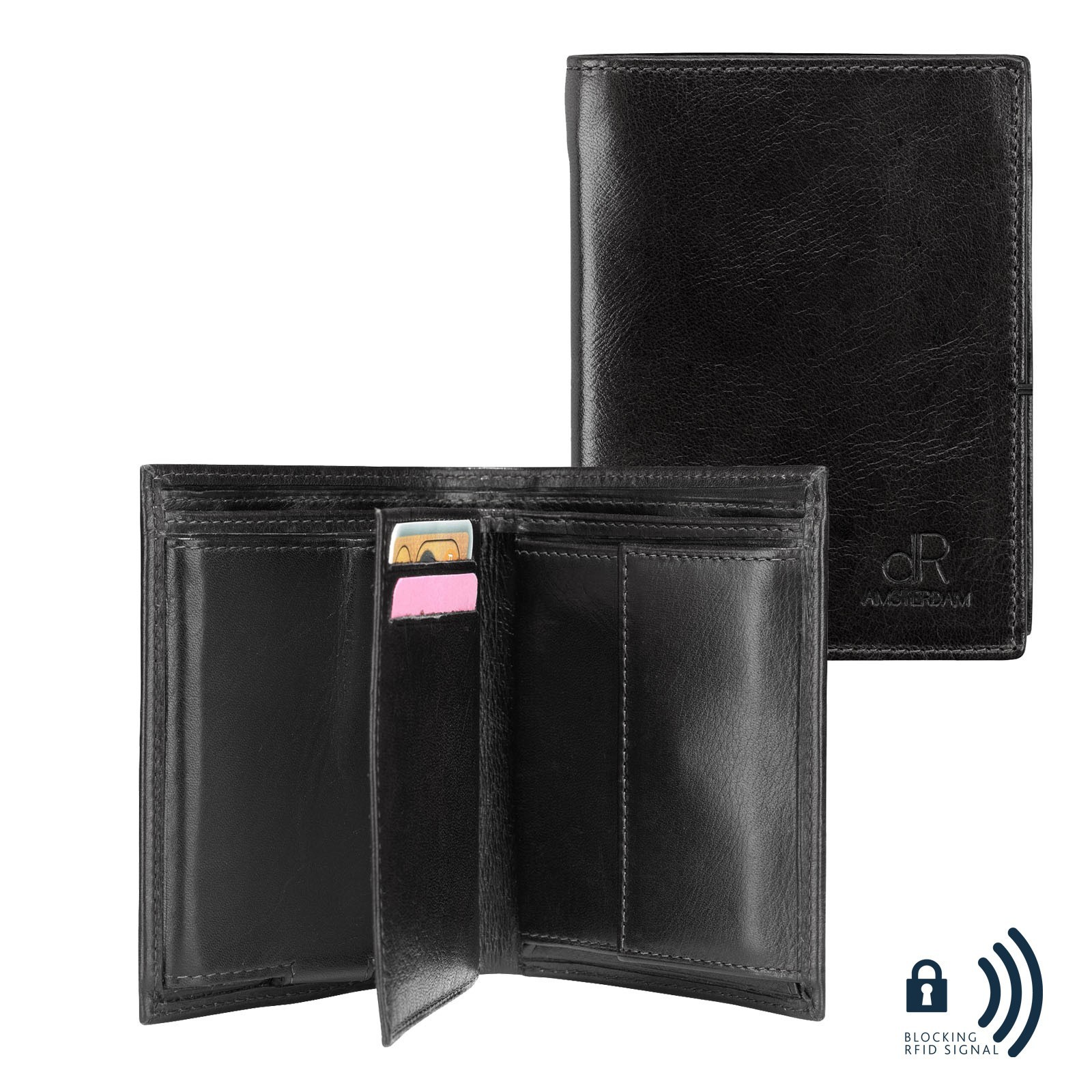 dR Amsterdam Wallet CC Comp. 48513 Zwart