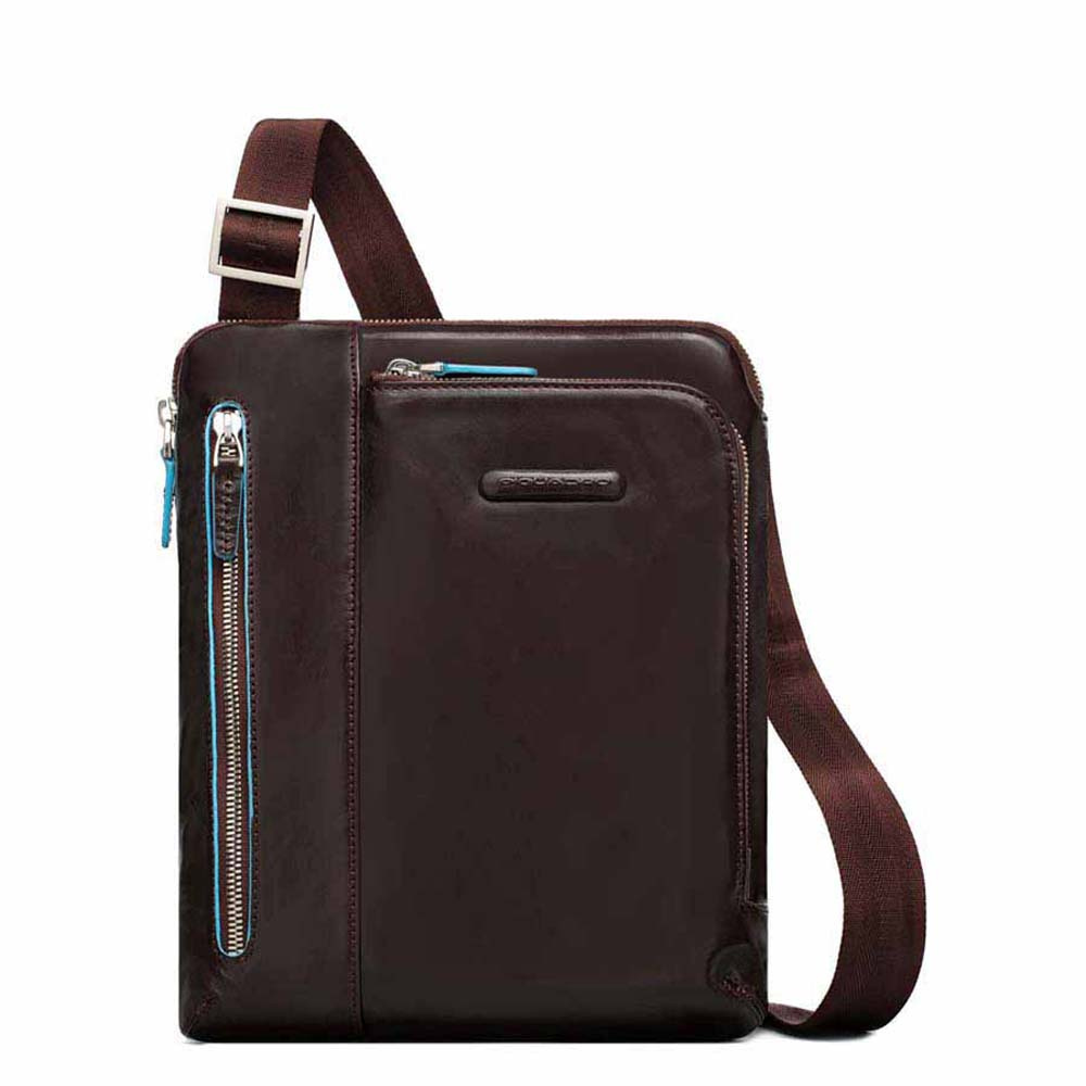 Piquadro B2 CA1816 Blue Square iPad Crossbody Bag Dark Brown