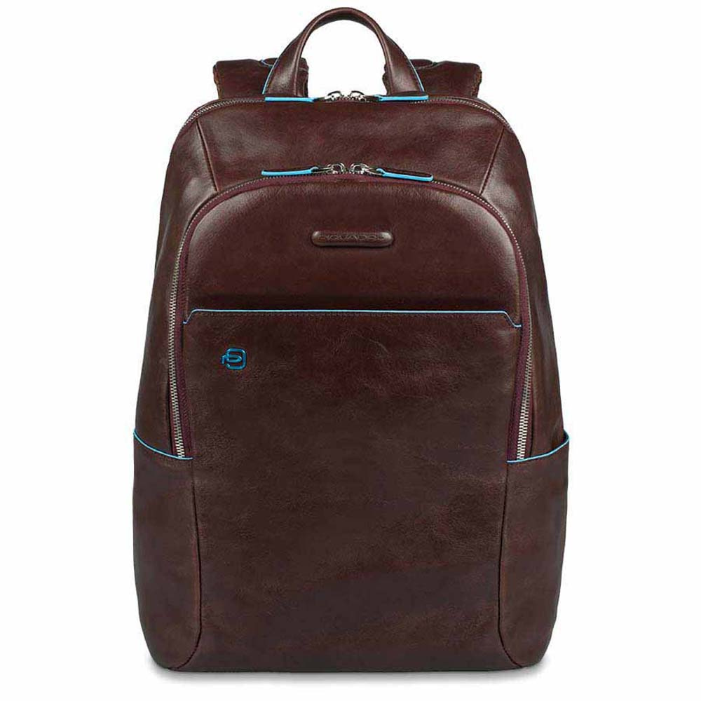 Piquadro B2 CA3214 Blue Square Computer Backpack Dark Brown