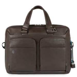 Piquadro B3 CA2849 Black Square Portfolio Computer Briefcase Dark Brown