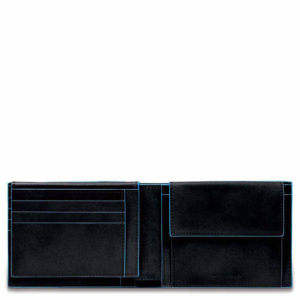 Piquadro B2R PU1392 Blue Square Men's Wallet/ Flip Up ID Window Black
