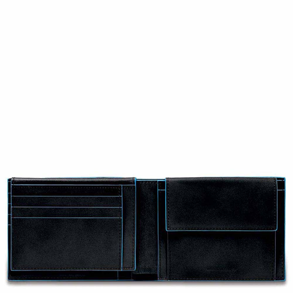 Piquadro B2R PU1392 Blue Square Men's Wallet/ Flip Up ID Window Black
