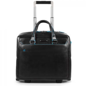 Piquadro B2 BV4729 Blue Square Wheeled Computer Briefcase Black